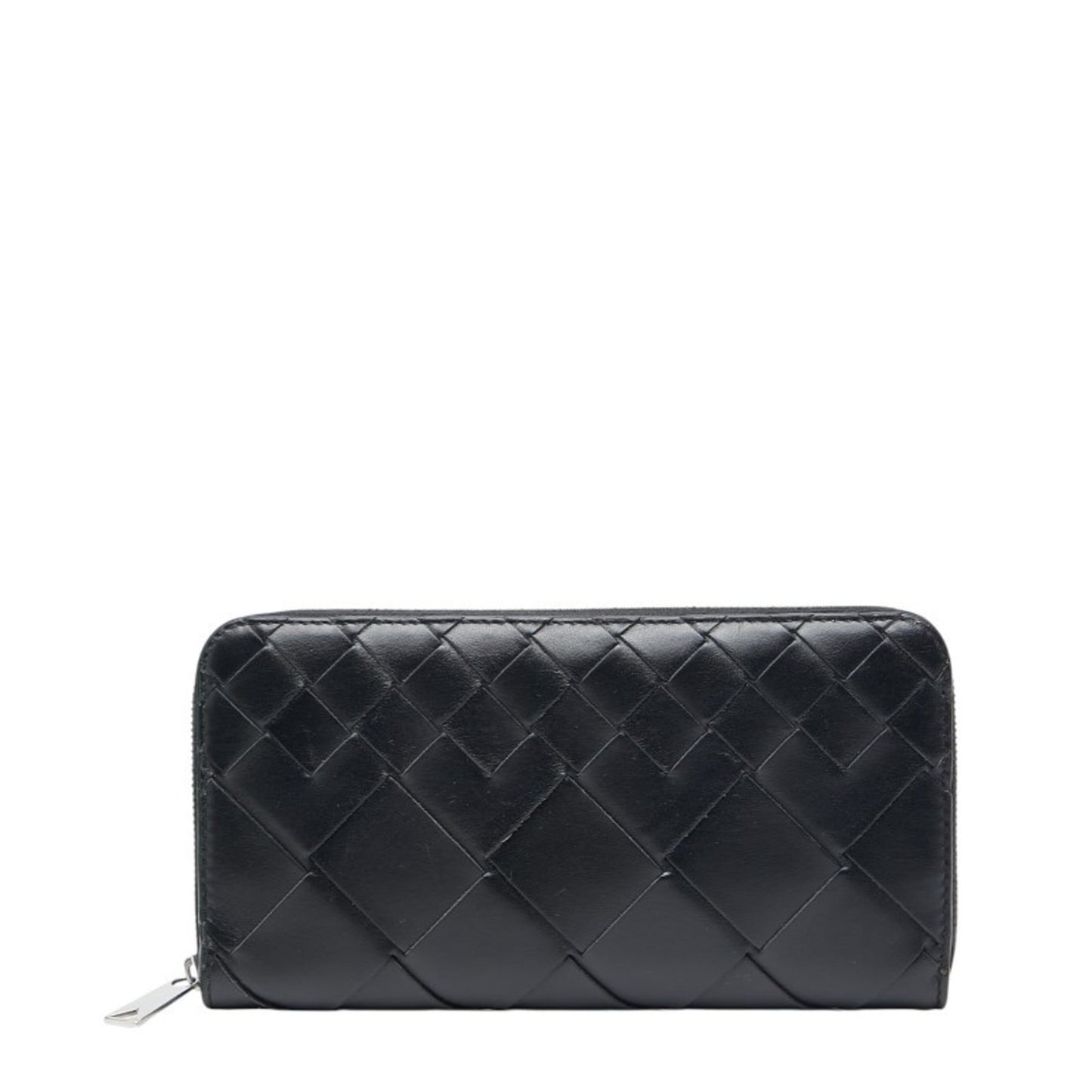 Bottega Veneta Intrecciato Round Zip Long Wallet in Black Leather for Women