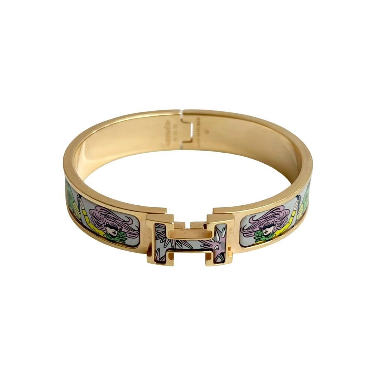 HERMES Click H Bracelet Bangle Accessory for Women, Gold Multicolor, 16550