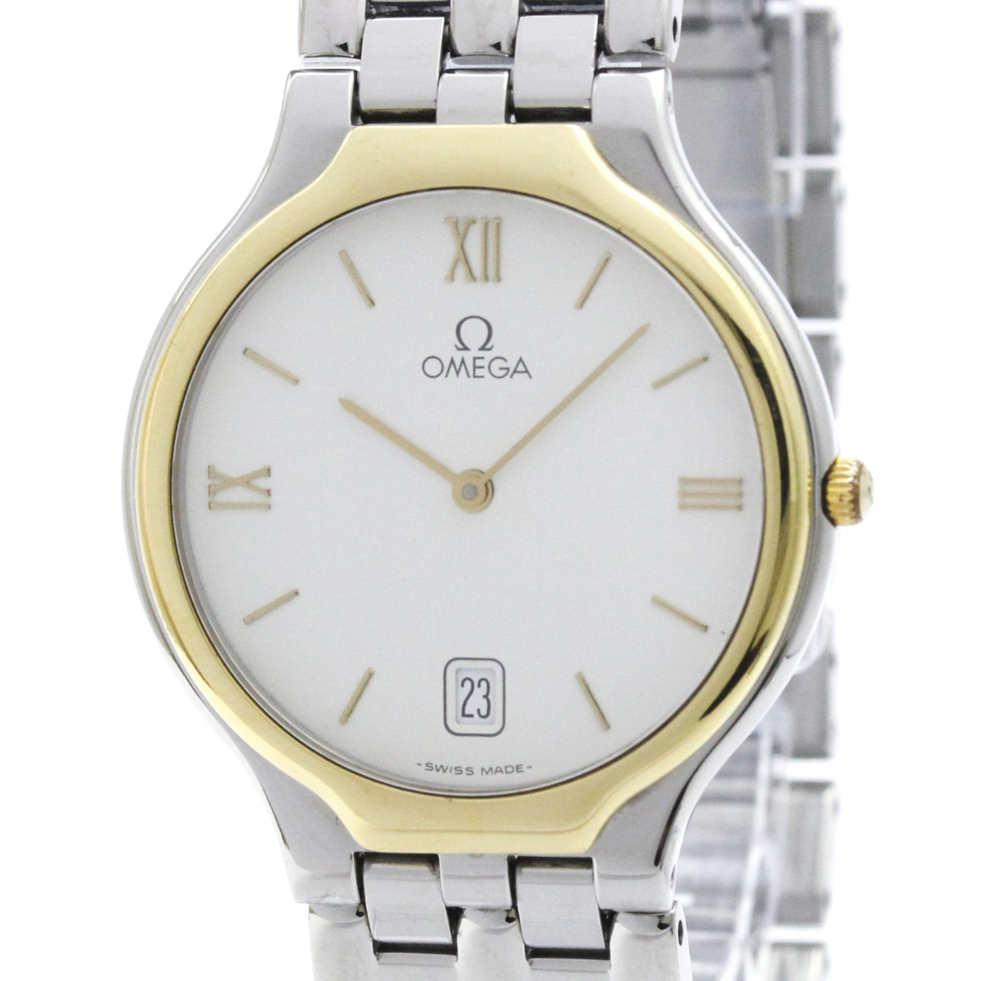 OMEGA De Ville Symbol K18 Gold Steel Quartz Mens Watch 196.0316 Polished — Very Good