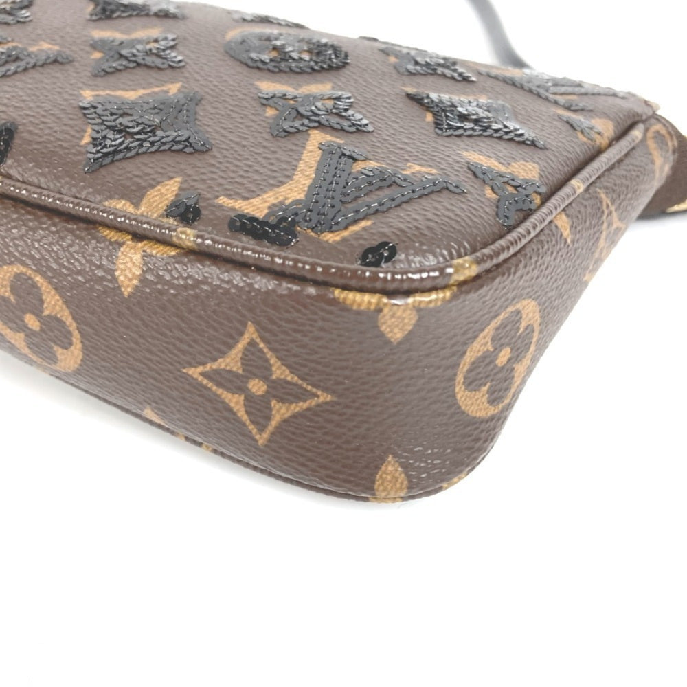 LOUIS VUITTON M26473 Monogram Sequin Pochette Accessoires Bag Accessory Pouch Shoulder Canvas Women's Brown Like New — Like New