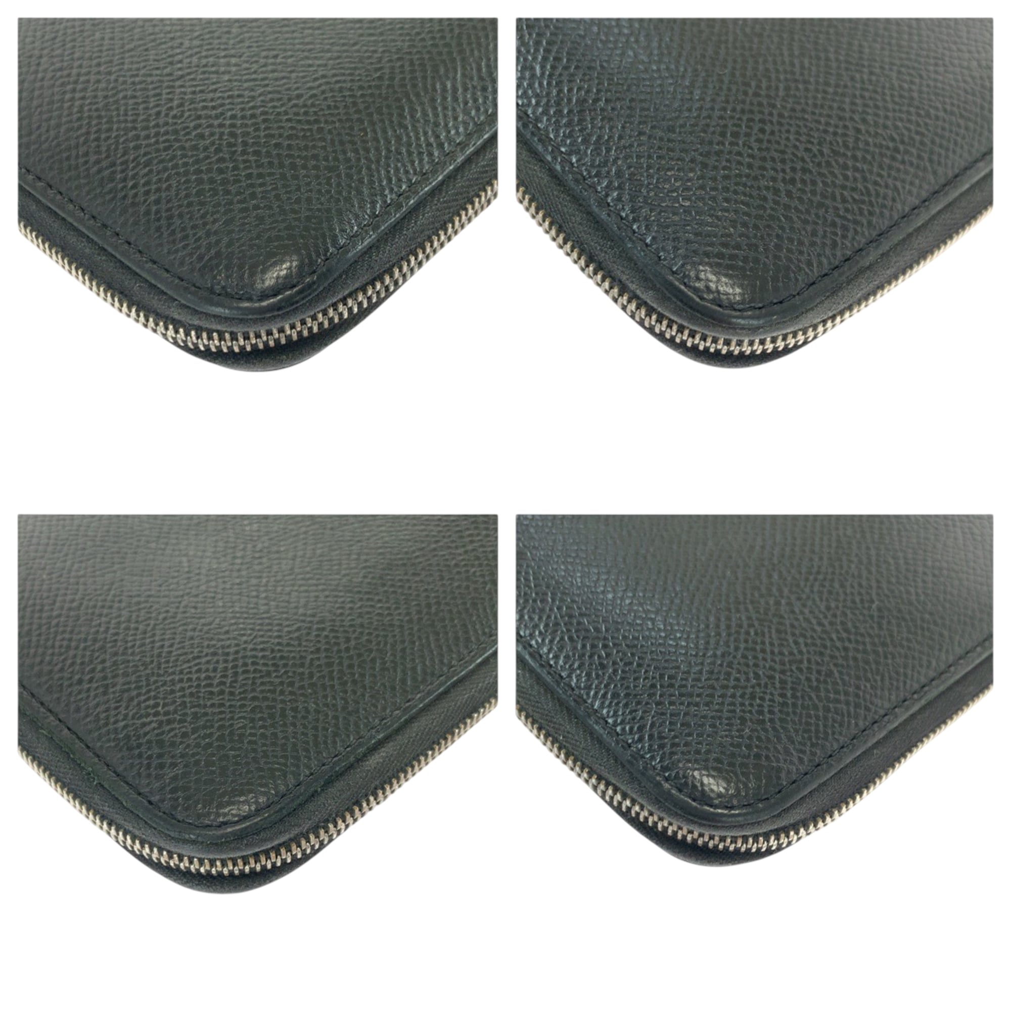 HERMES Azap Long Noir Black Wallet with Silver Hardware, Epsom Leather, Round Zipper, Y Stamp, Men's
