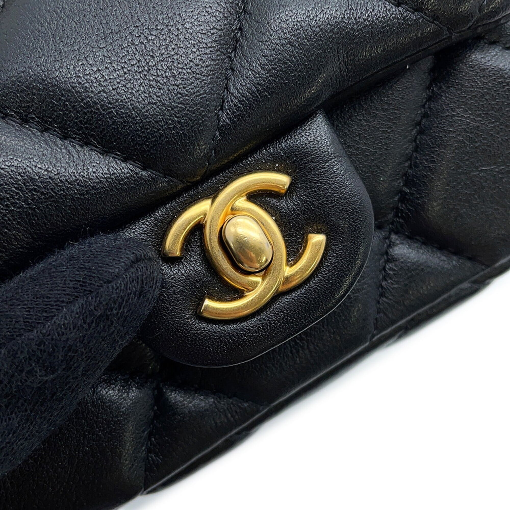 Chanel Chain Shoulder Bag Matelassé Coco Mark Lambskin AP2271 CHANEL Black Handbag Women's — Like New