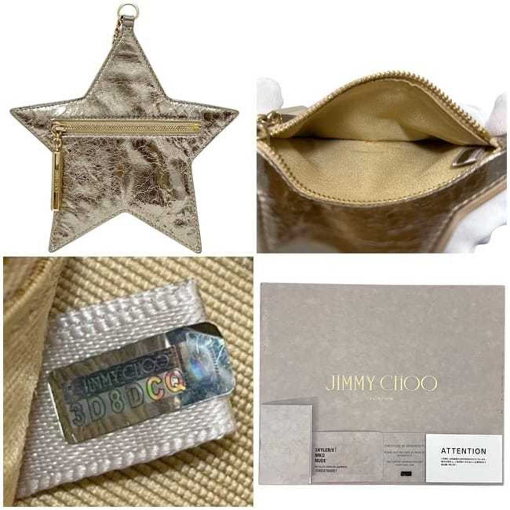 Jimmy Choo pouch ec-24756 gold J000047609001 leather 3D8DC0 JIMMY CHOO star coin purse for men and women with carabiner