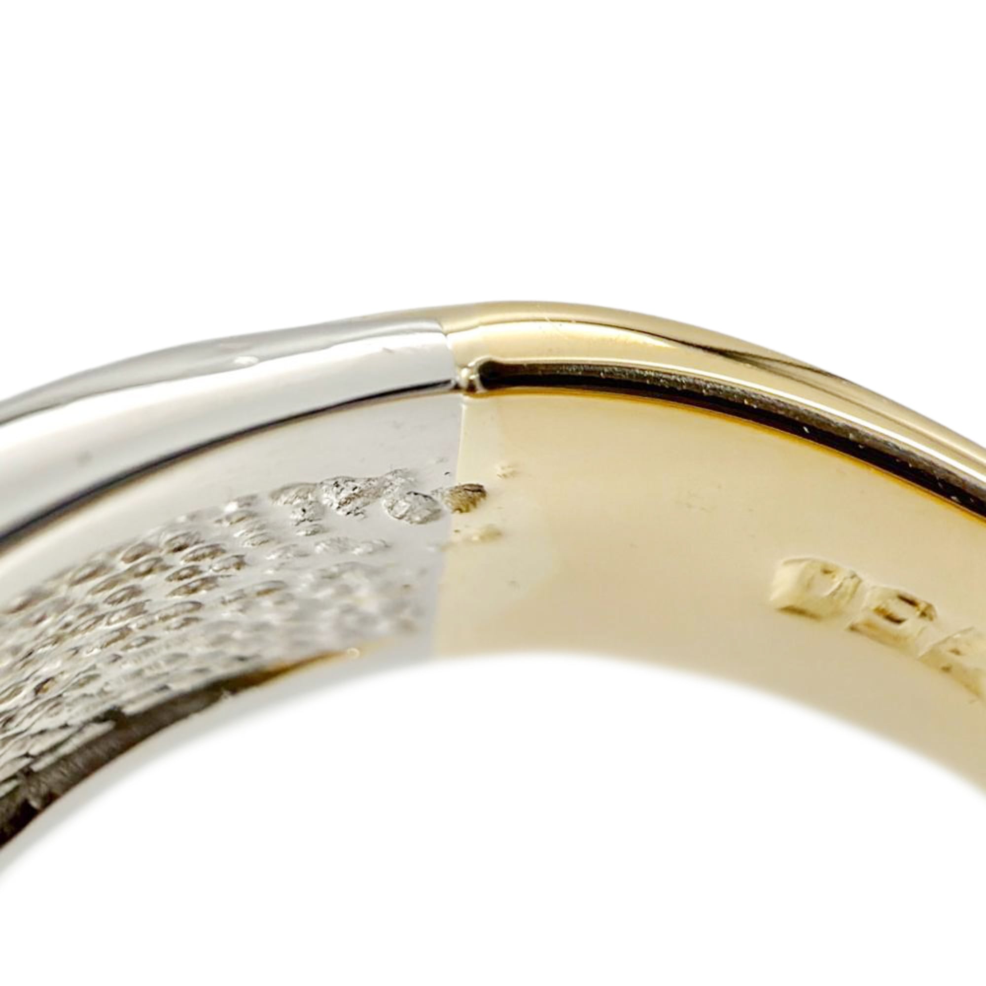 Celine Macadam Logo Bicolor Ring, Approx. 18K Yellow Gold (5.9g), Platinum 900 Combination, Women's Ring — Like New