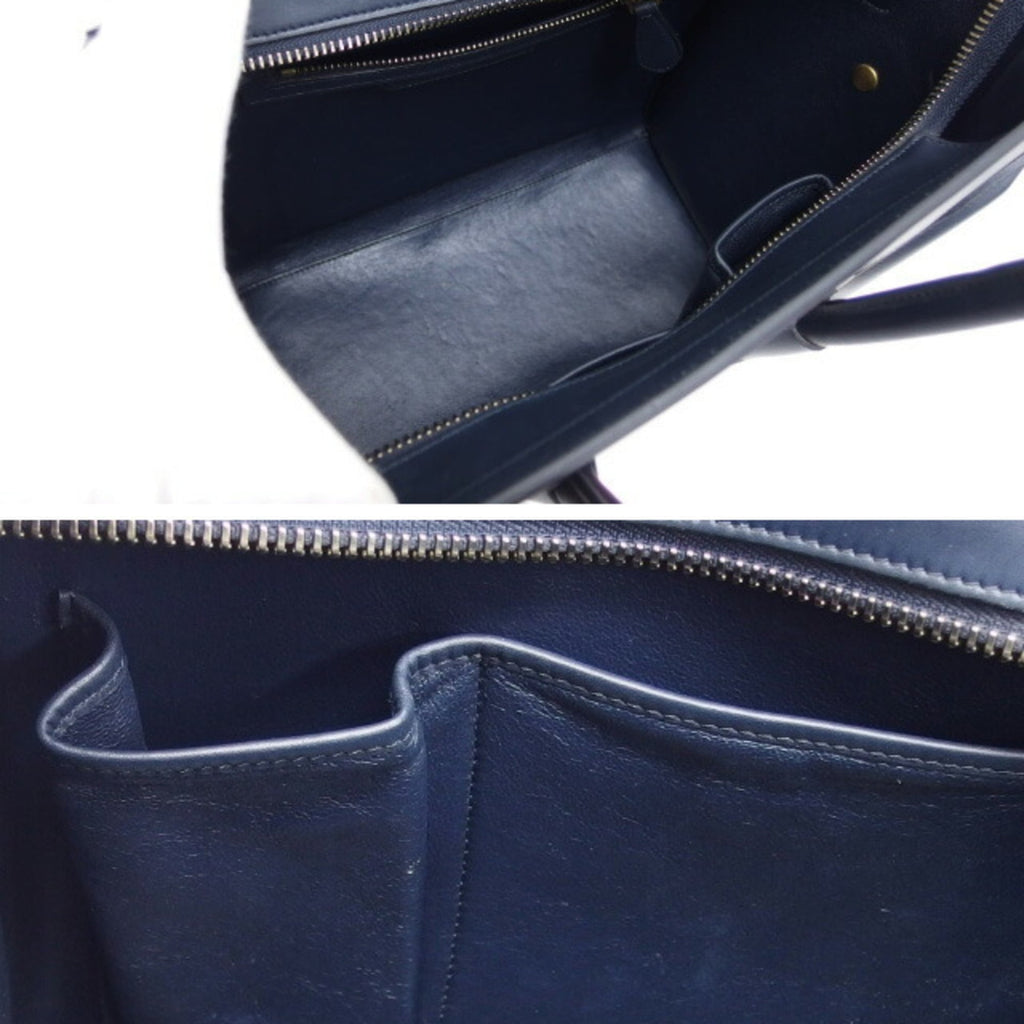 Celine Luggage Micro Shopper Striped Handbag Dark Navy