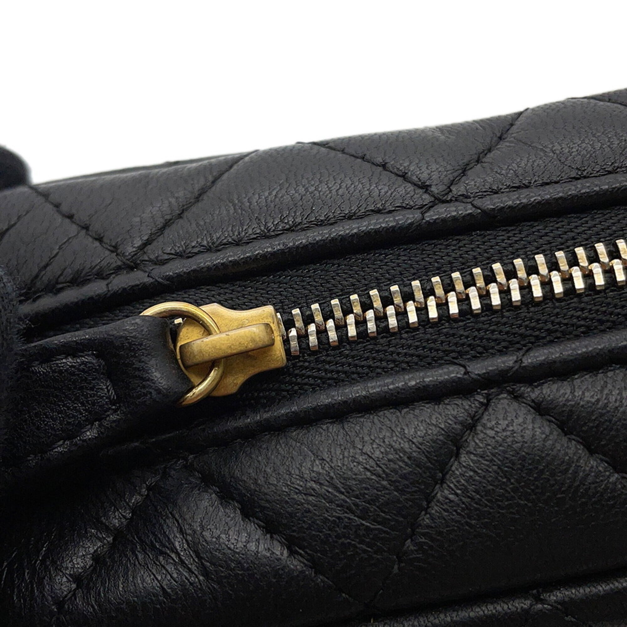 Chanel Chain Shoulder Bag, Matelassé, Coco Mark, Camera Case, Lambskin, A91796, CHANEL Pochette, Black, Handbag, Women's — Like New