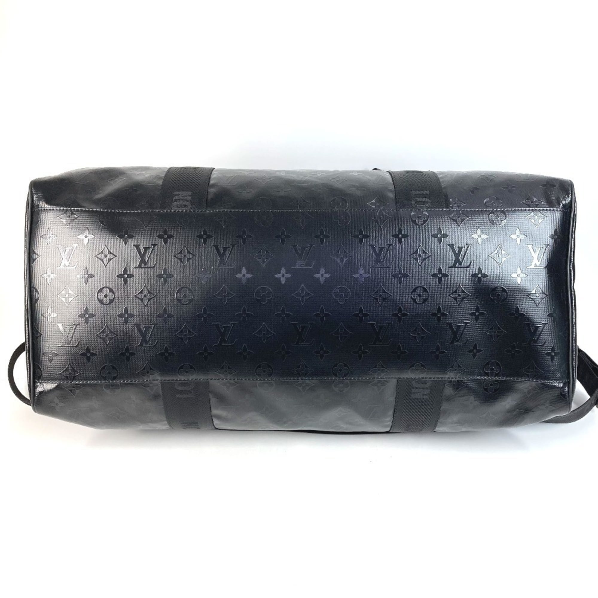 LOUIS VUITTON M23786 LV SKI Monogram Storm Keepall 55 Travel Bag, 2-Way Shoulder Bag/Boston Leather, Men's/Women's, Black, Like New — Like New