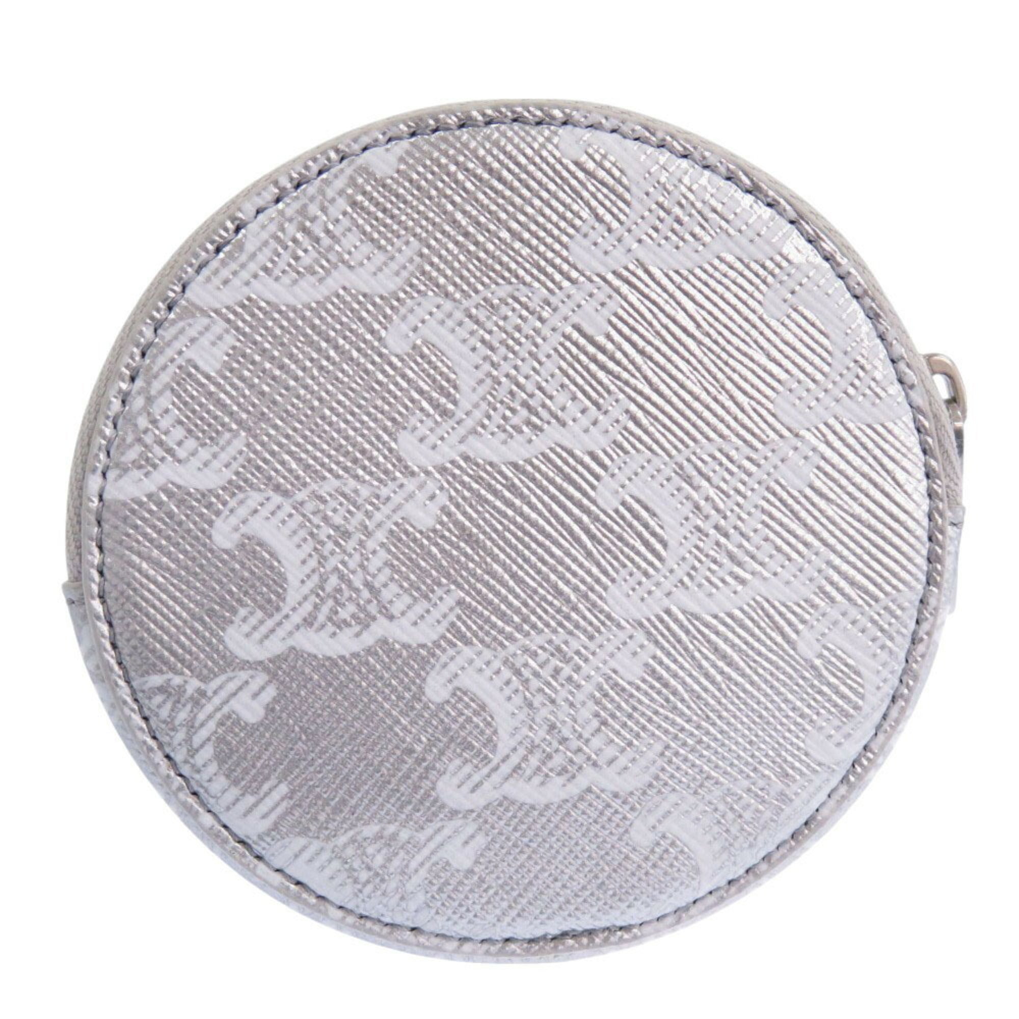 Celine Triomphe Leather Silver Coin Case 0117CELINE