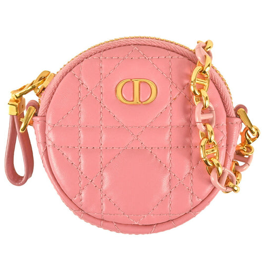 Christian Dior Dior Cannage Pouch Leather 48-MA-0241 Pink Chain Shoulder Bag for Women