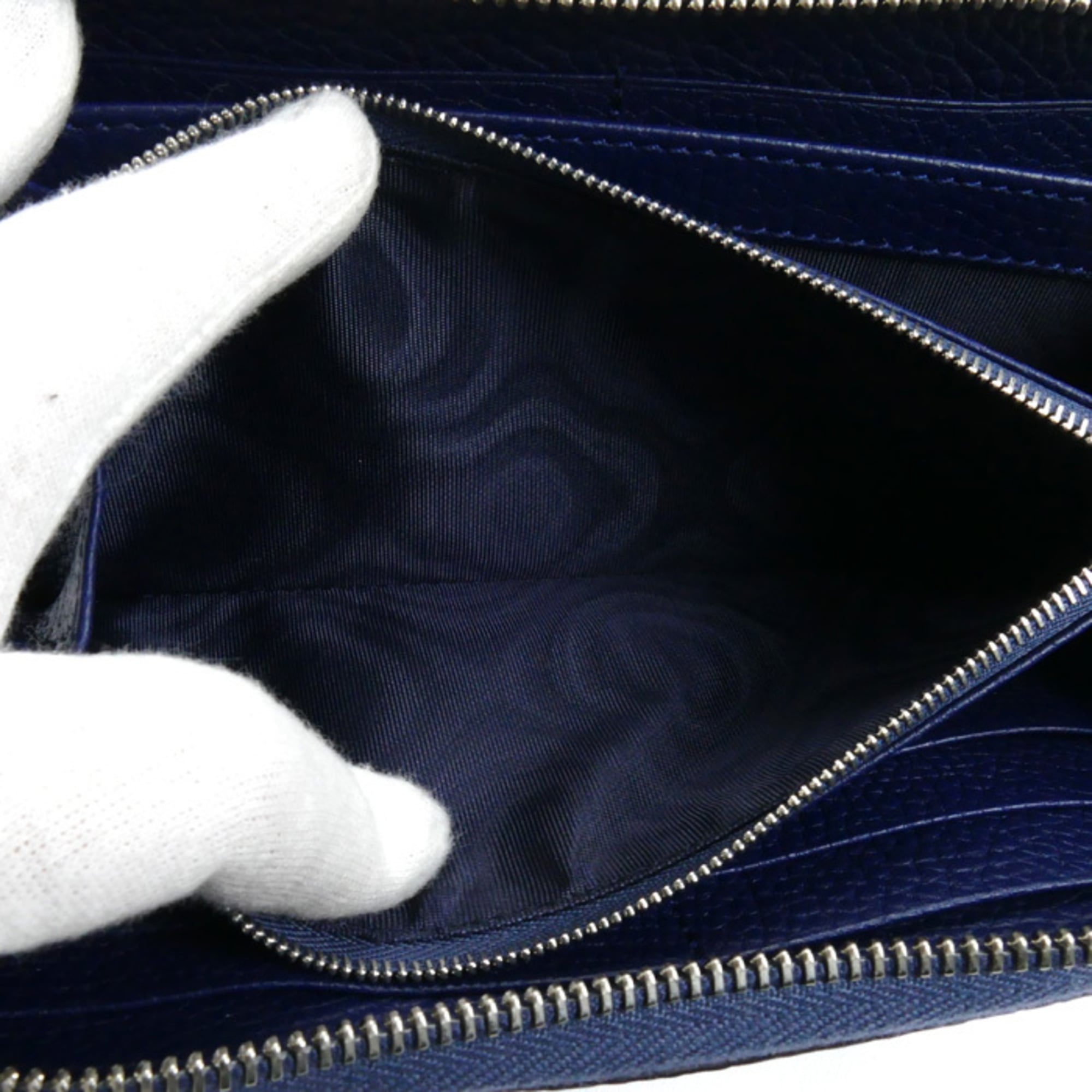 GUCCI Men's Navy Round Zip Wallet (771154 AABXM 4236) - Pre-owned, Excellent Condition