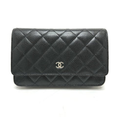 CHANEL AP0250 Matelasse Coco Mark Classic Chain Wallet Shoulder Bag Caviar Skin Women's Black — New - Store Return