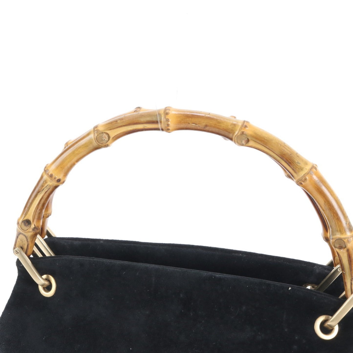 Gucci Bamboo 000 3444 Leather Handbag Black Tote Women's