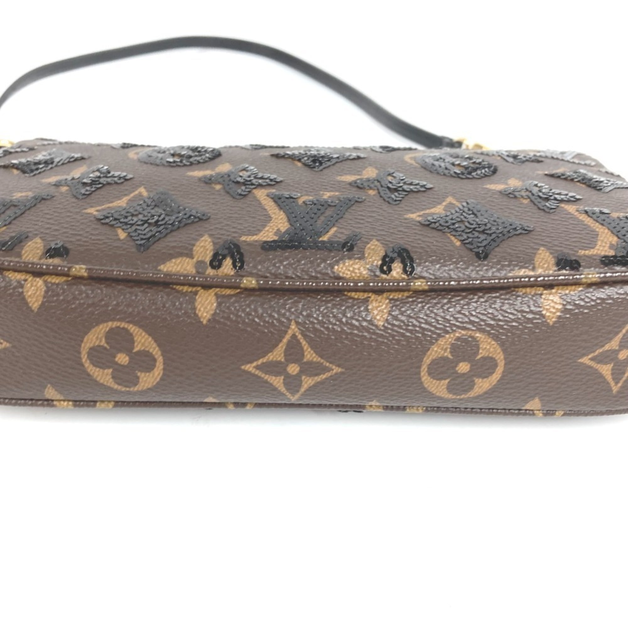 LOUIS VUITTON M26473 Monogram Sequin Pochette Accessoires Bag Accessory Pouch Shoulder Canvas Women's Brown Like New — Like New