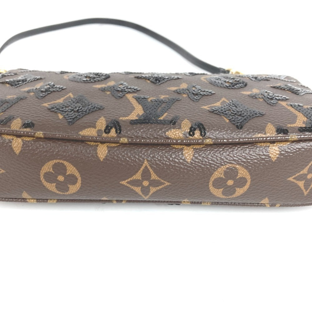 LOUIS VUITTON M26473 Monogram Sequin Pochette Accessoires Bag Accessory Pouch Shoulder Canvas Women's Brown Like New — Like New