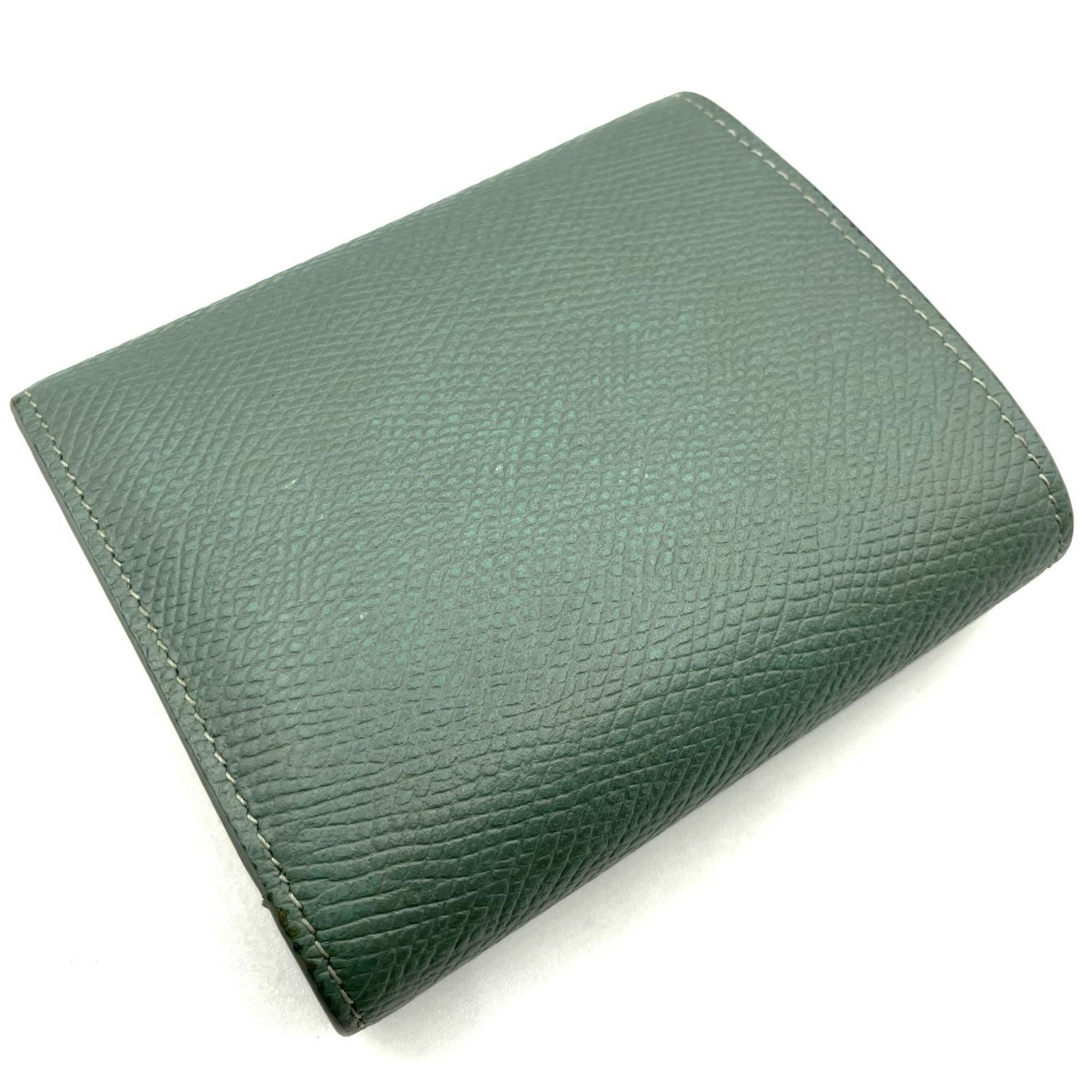 CELINE Small Trifold Wallet in Gray and Green