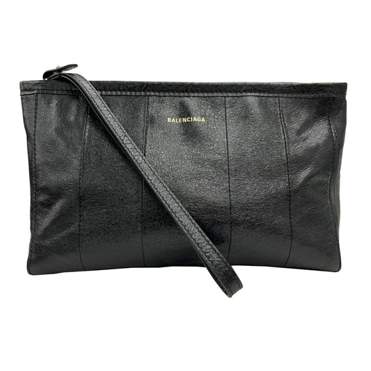 BALENCIAGA 672984 Clutch Bag/Second Bag in Black Leather for Men