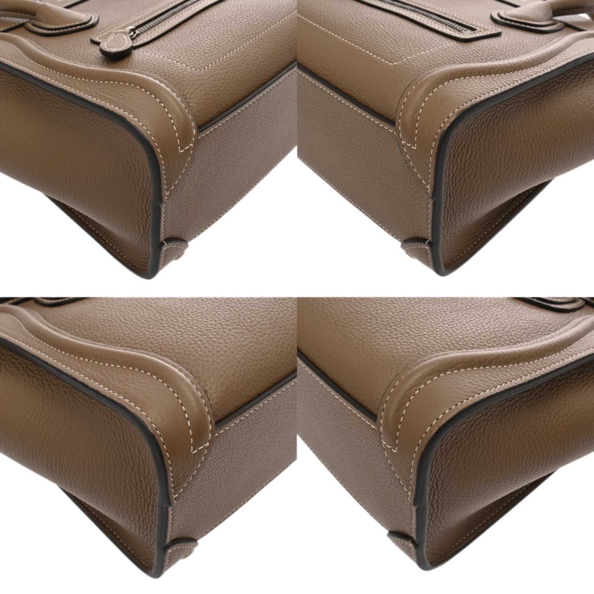 CELINE Luggage Nano 2-Way Slim 189243 Women's Drummed Calfskin Handbag, A-Rank, Pre-Owned, Ginzo