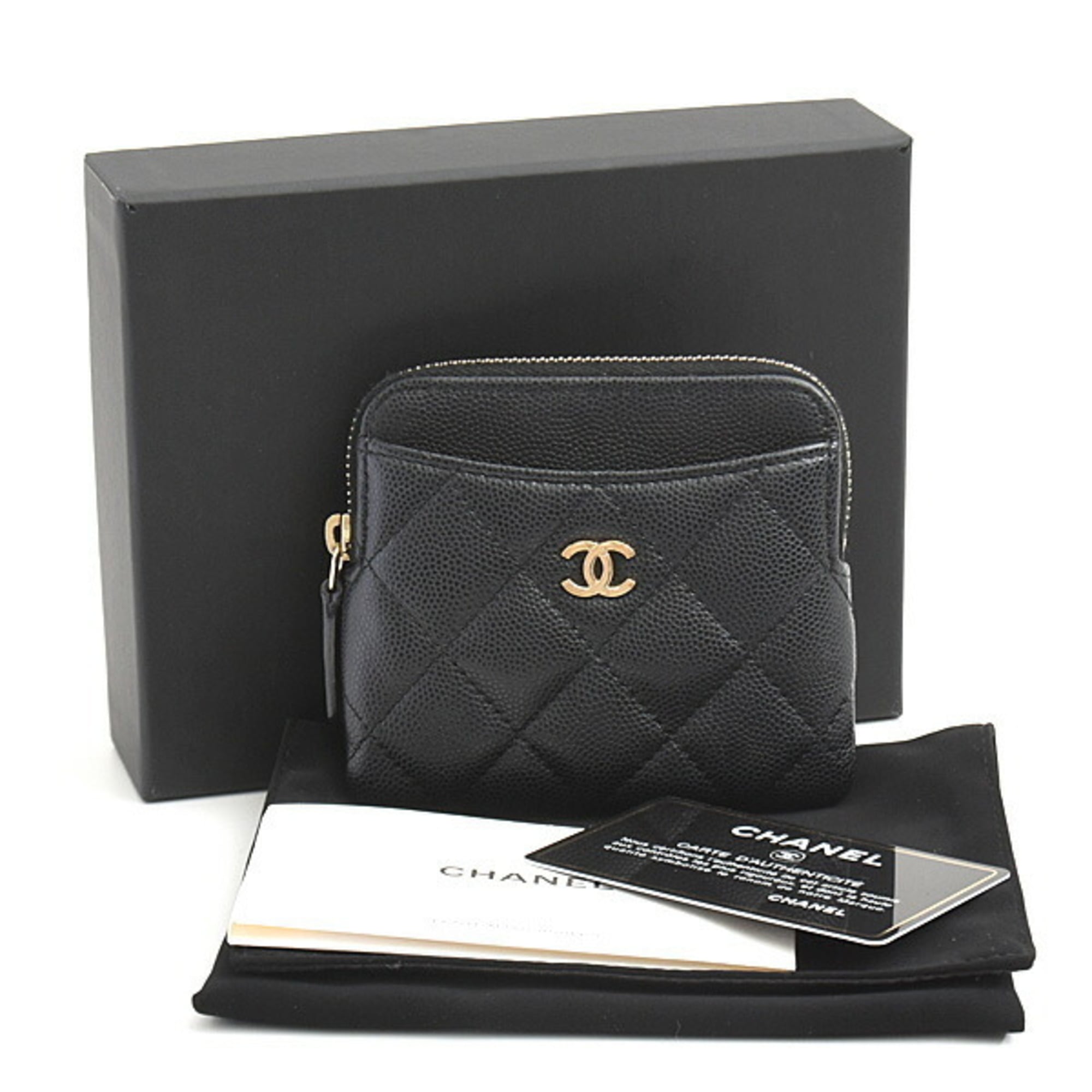Chanel Women's Matelasse Zip Coin Purse in Black Caviar Leather (AO2061)