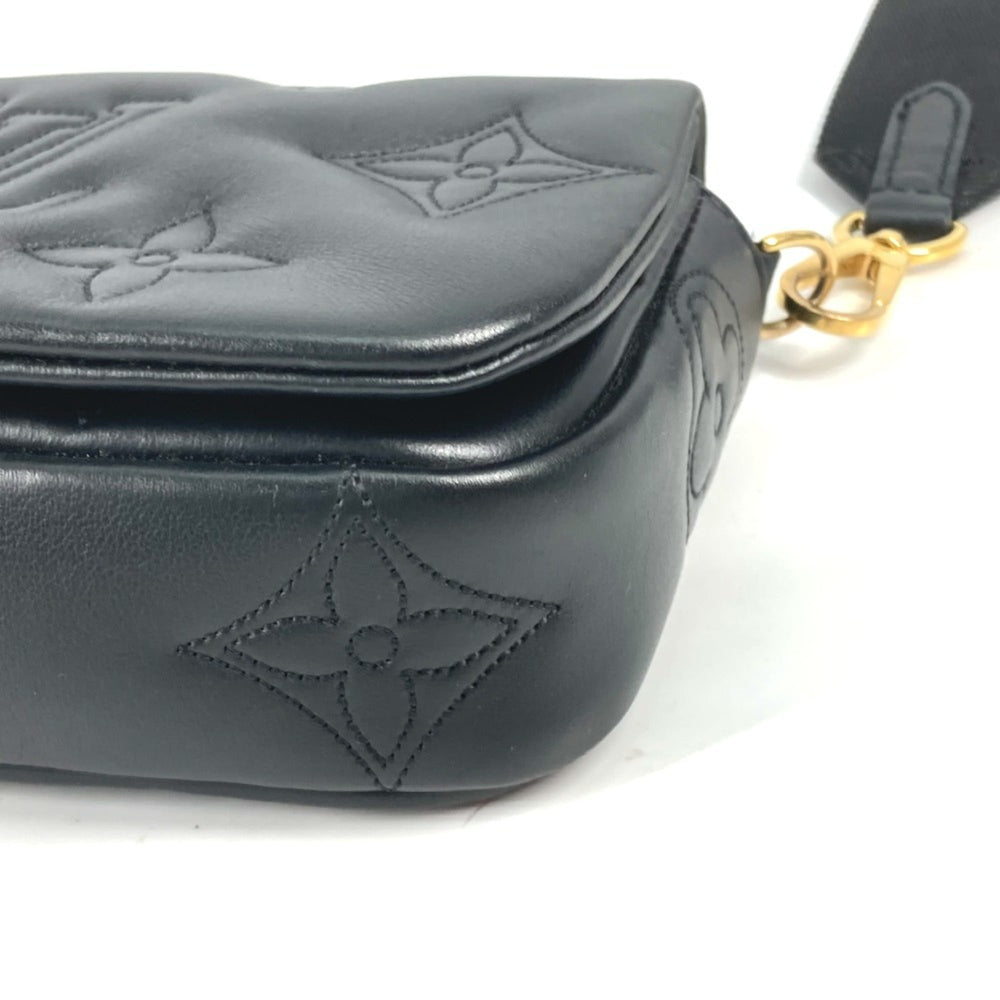 LOUIS VUITTON M81398 Monogram Bubblegram Wallet-on-Strap Long Wallet/Clutch Bag/2-Way Bag/Shoulder Bag Leather Women's Black — Like New