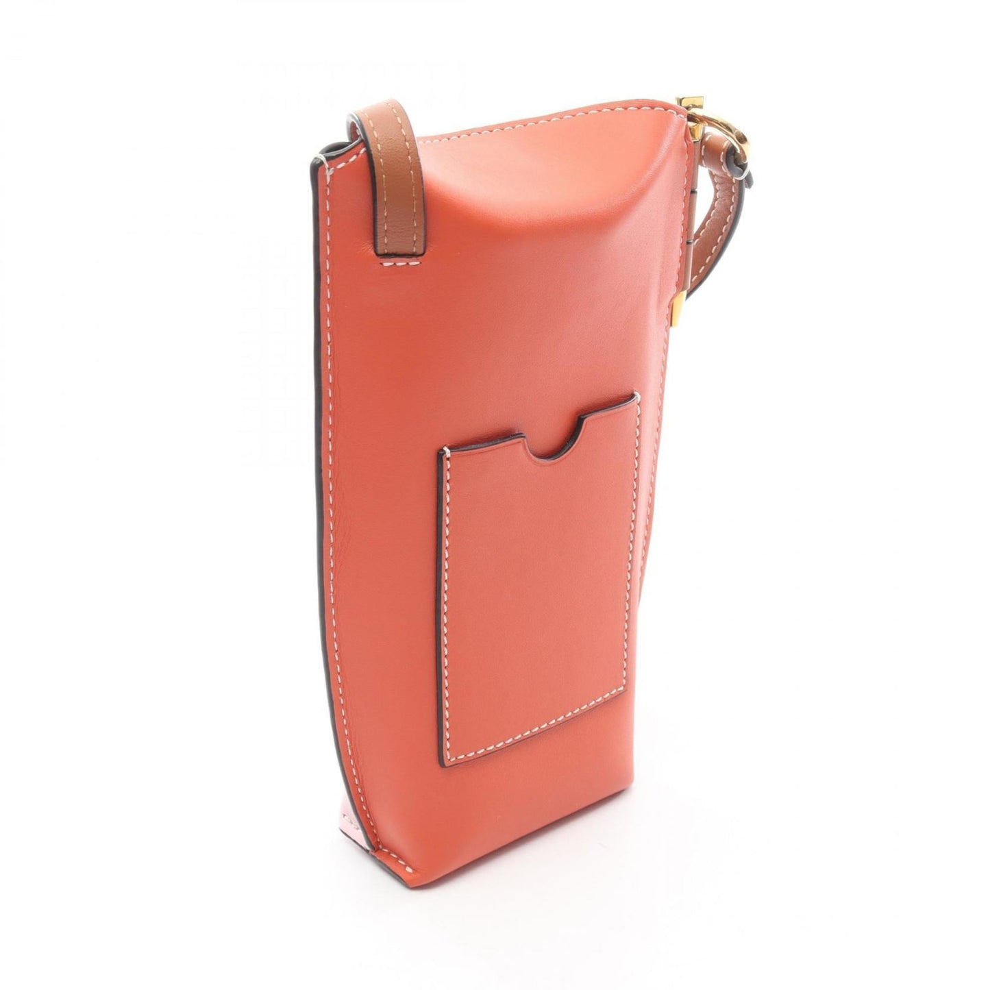 LOEWE GATE POCKET Shoulder Bag, Leather, Women's, Pink, Orange, Brown, 109.30BZ42