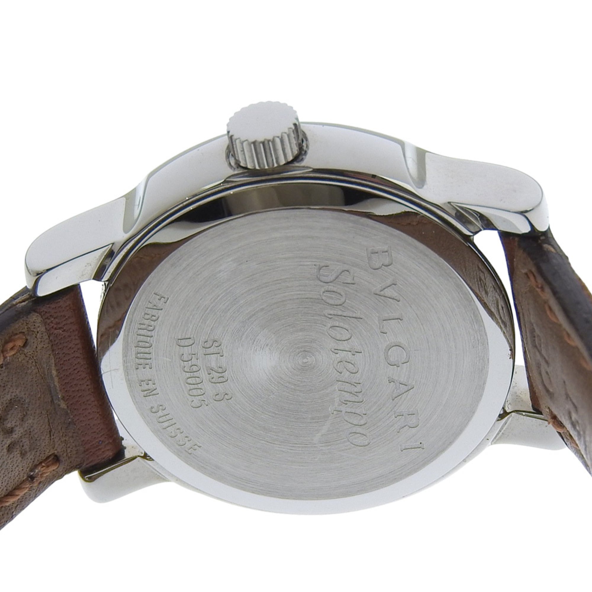 Bulgari BVLGARI Solo Tempo Watch ST29SL Stainless Steel x Leather Quartz Analog Bronze Dial Women's — Very Good