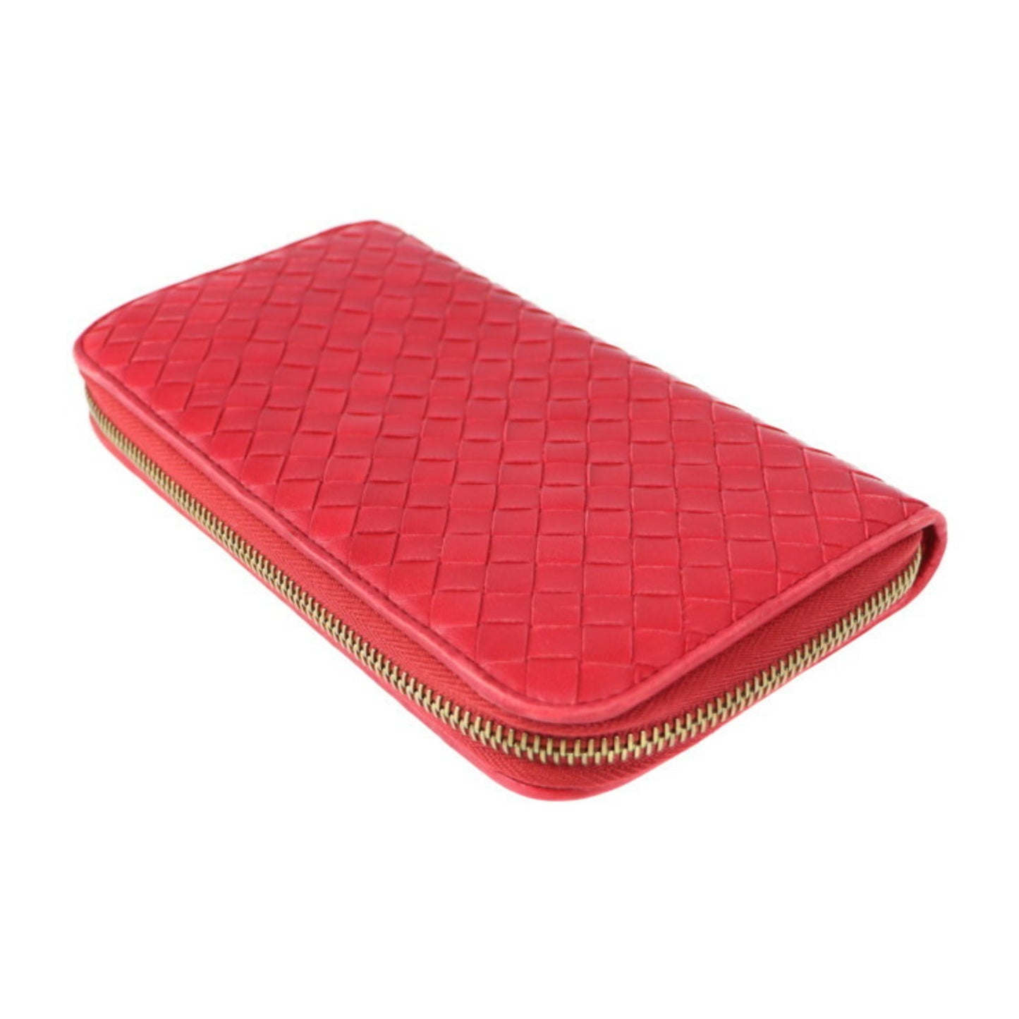 BOTTEGA VENETA Bottega Veneta intrecciato long wallet 114076 leather red series round zipper