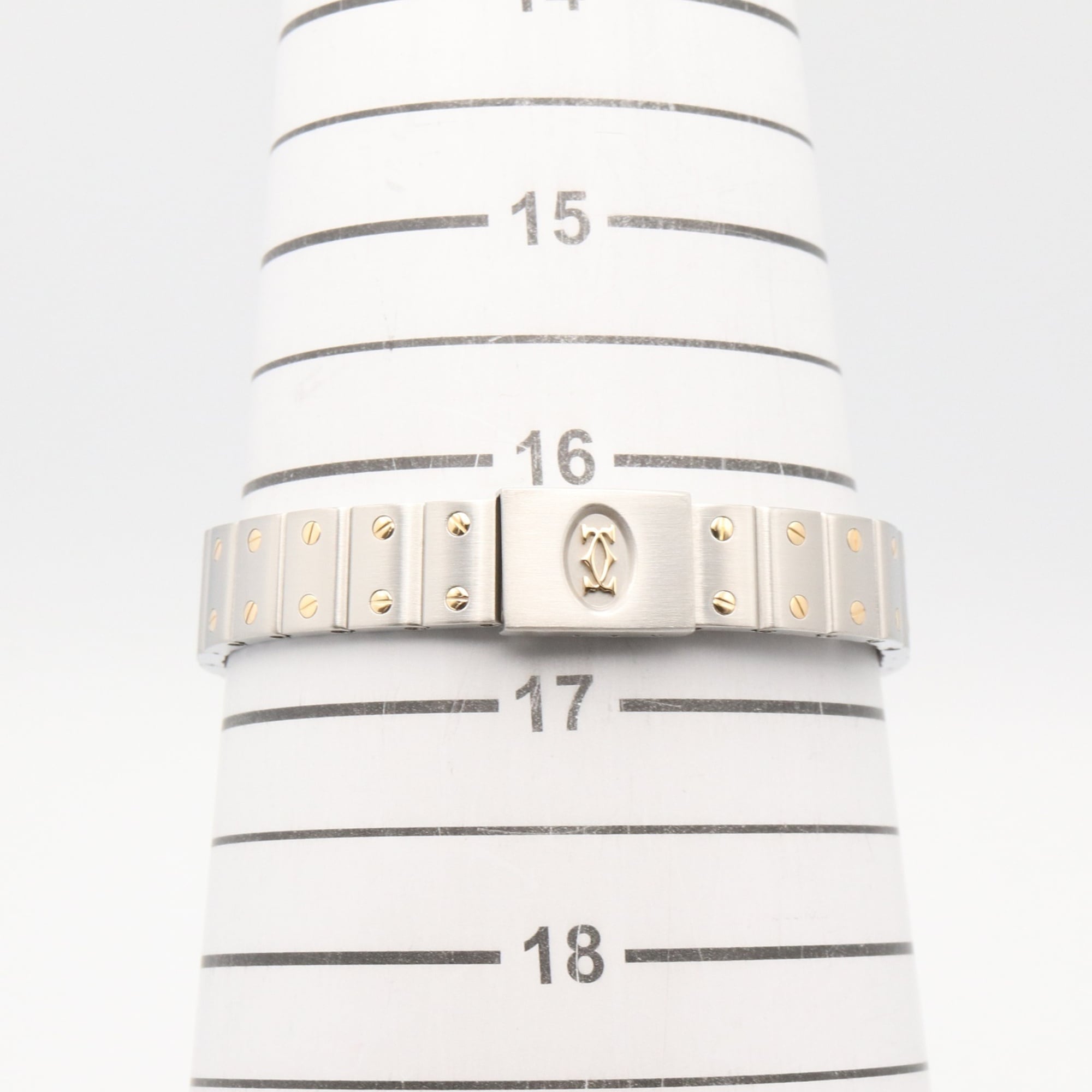Cartier Santos Galbee SM Watch, 18K (Yellow Gold) Stainless Steel, Ladies, Silver Tone, W20012C4 — Very Good