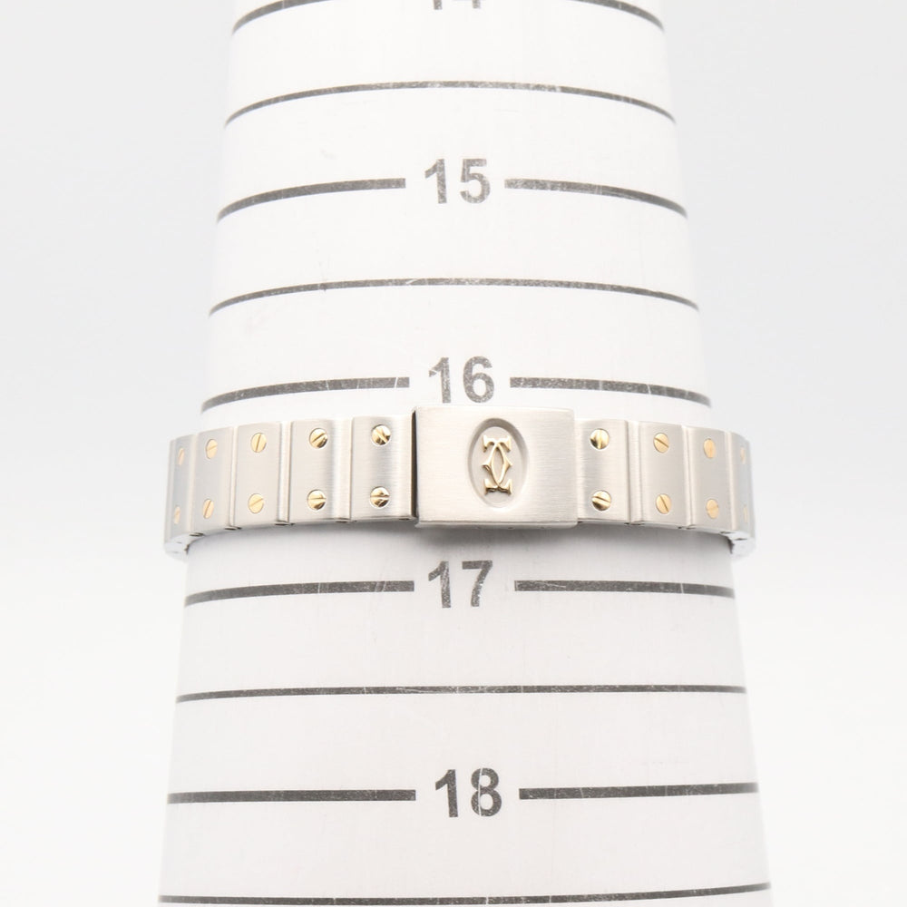 Cartier Santos Galbee SM Watch, 18K (Yellow Gold) Stainless Steel, Ladies, Silver Tone, W20012C4 — Very Good
