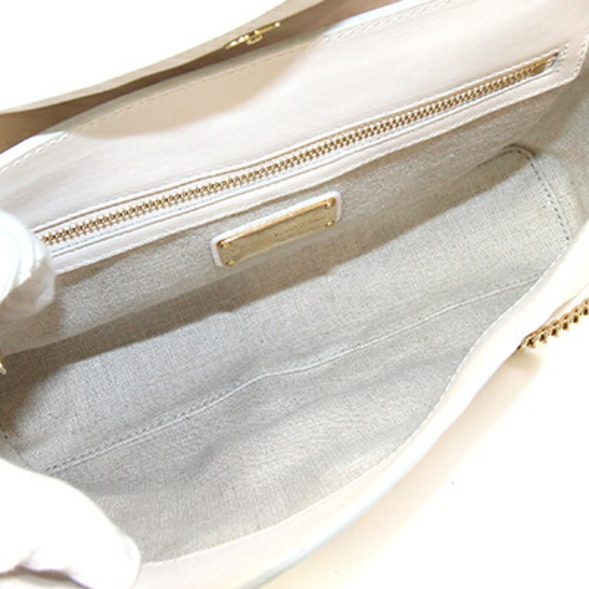 Salvatore Ferragamo Bag 21 F179 Ivory Leather Chain Shoulder for Women