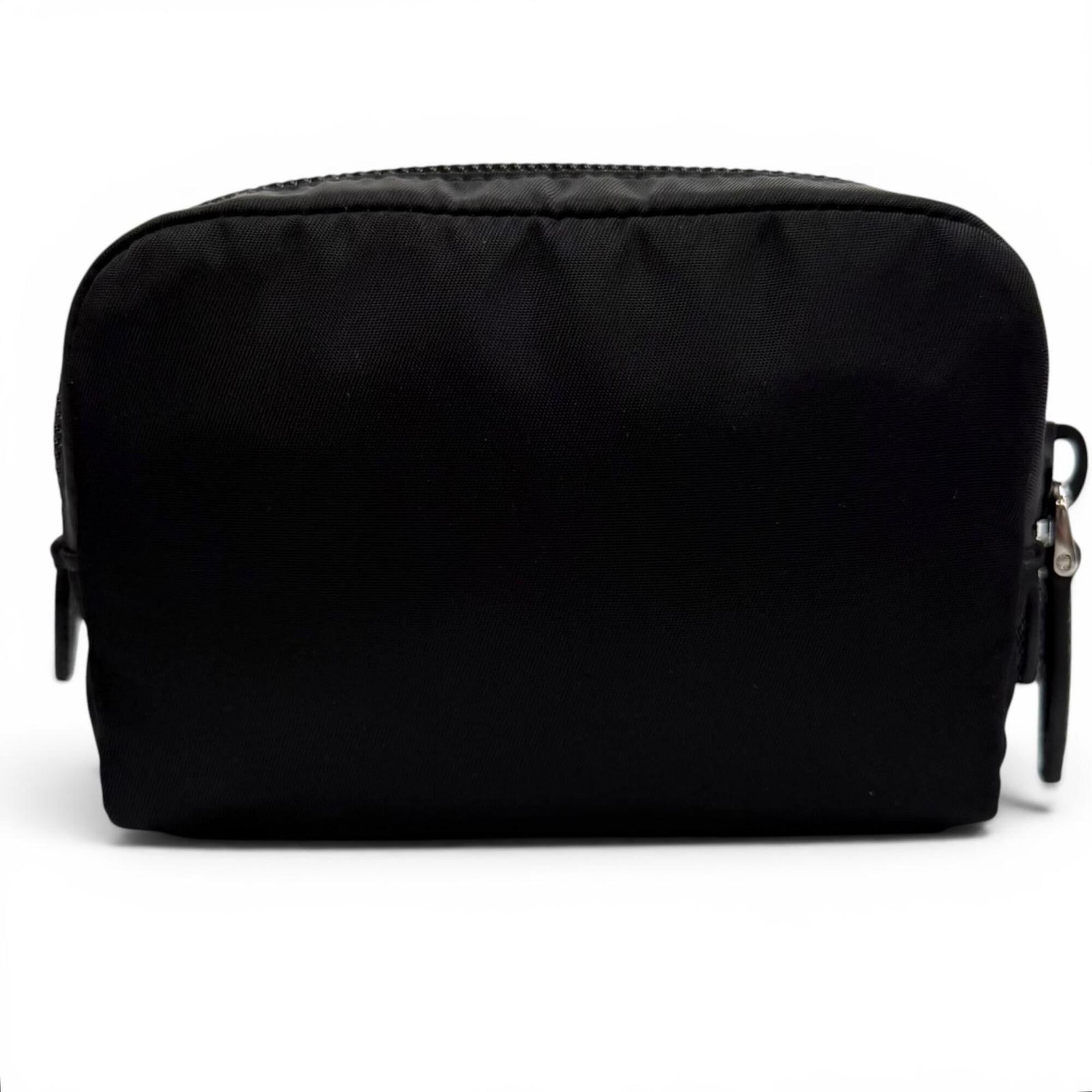 PRADA 1ND339 Micro Re-Nylon Pouch Small Triangle Logo Makeup Black Made in Italy Women's — Like New