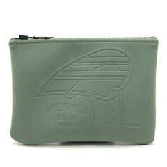 HERMES NeoBain Thalassa PM - Small item storage, flat handbag/pouch, nylon, women's, khaki, like new — Like New