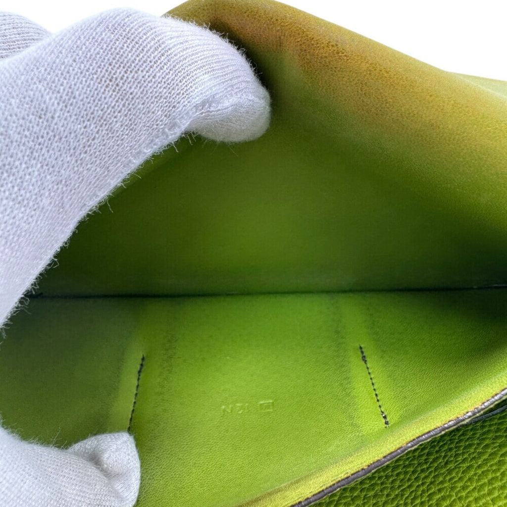 HERMES Dogon GM Long Wallet Green Unisex