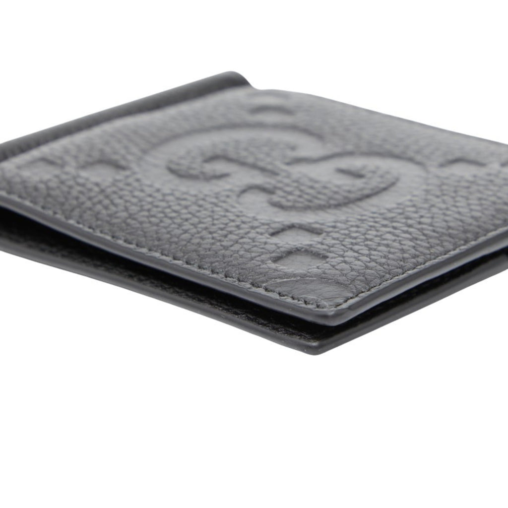 Gucci Jumbo GG Bifold Wallet with Money Clip 739477 Black Leather Women's GUCCI