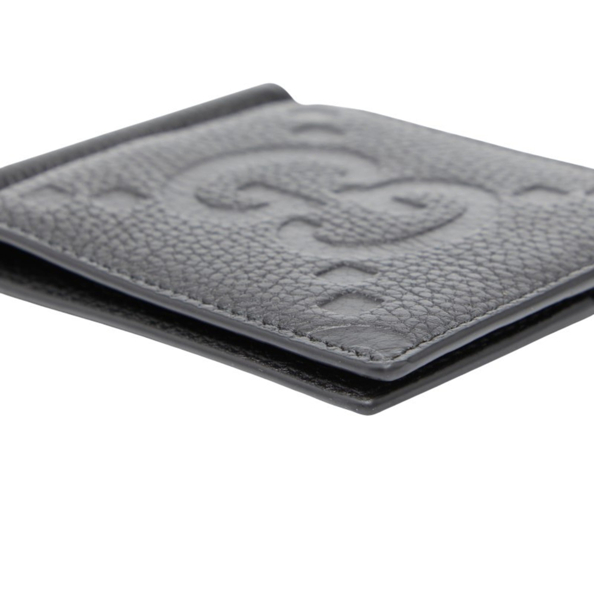 Gucci Jumbo GG Bifold Wallet with Money Clip 739477 Black Leather Women's GUCCI