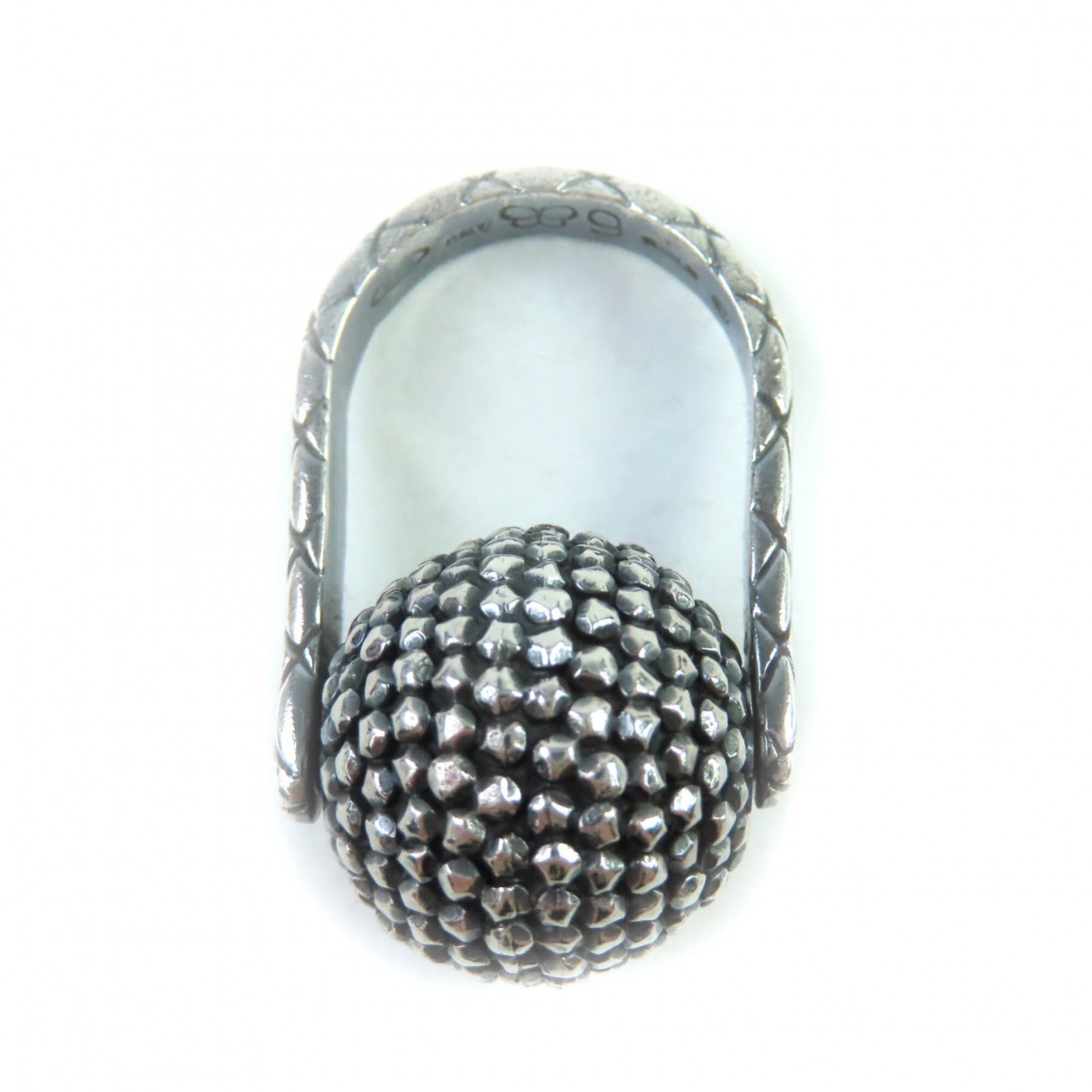 BOTTEGA VENETA 925 Ball Ring, Silver, Size 9 (equivalent to Japanese size), Comes with dust bag, Made in Italy, Weight: 11.42g, Women's — Like New