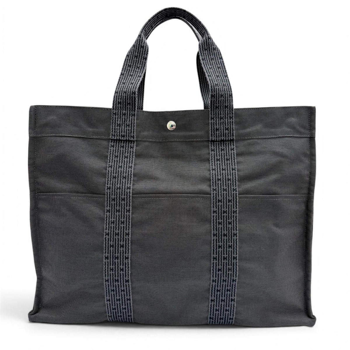 HERMES Hermes Herline Tote GM Silver Hardware Sellier Button Handbag Bag Gray Made in France Men's — Like New