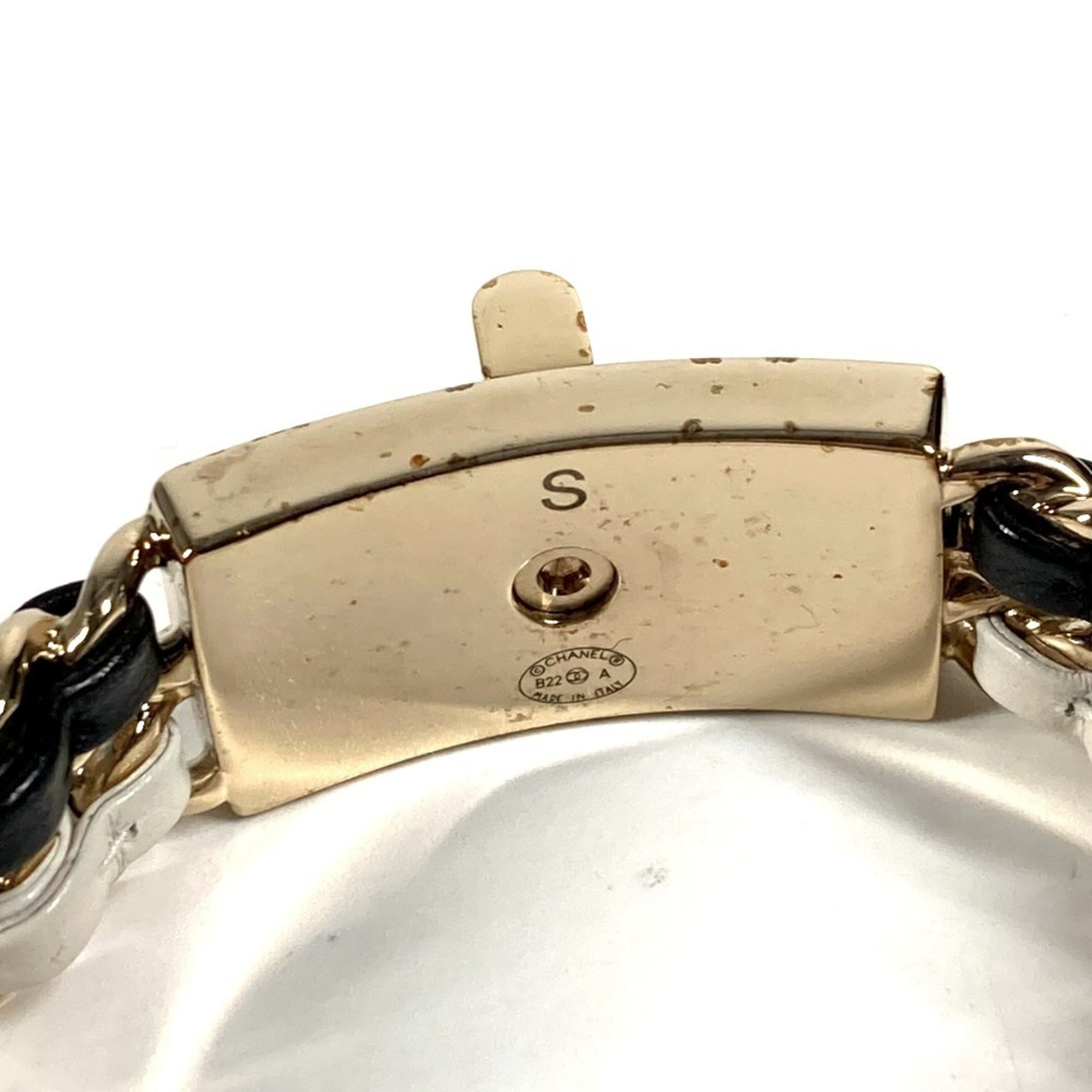 CHANEL B22A CC Logo Coco Mark Double Chain Bracelet, Accessory, Jewelry, Bangle, Metal, Leather, Women's, Black