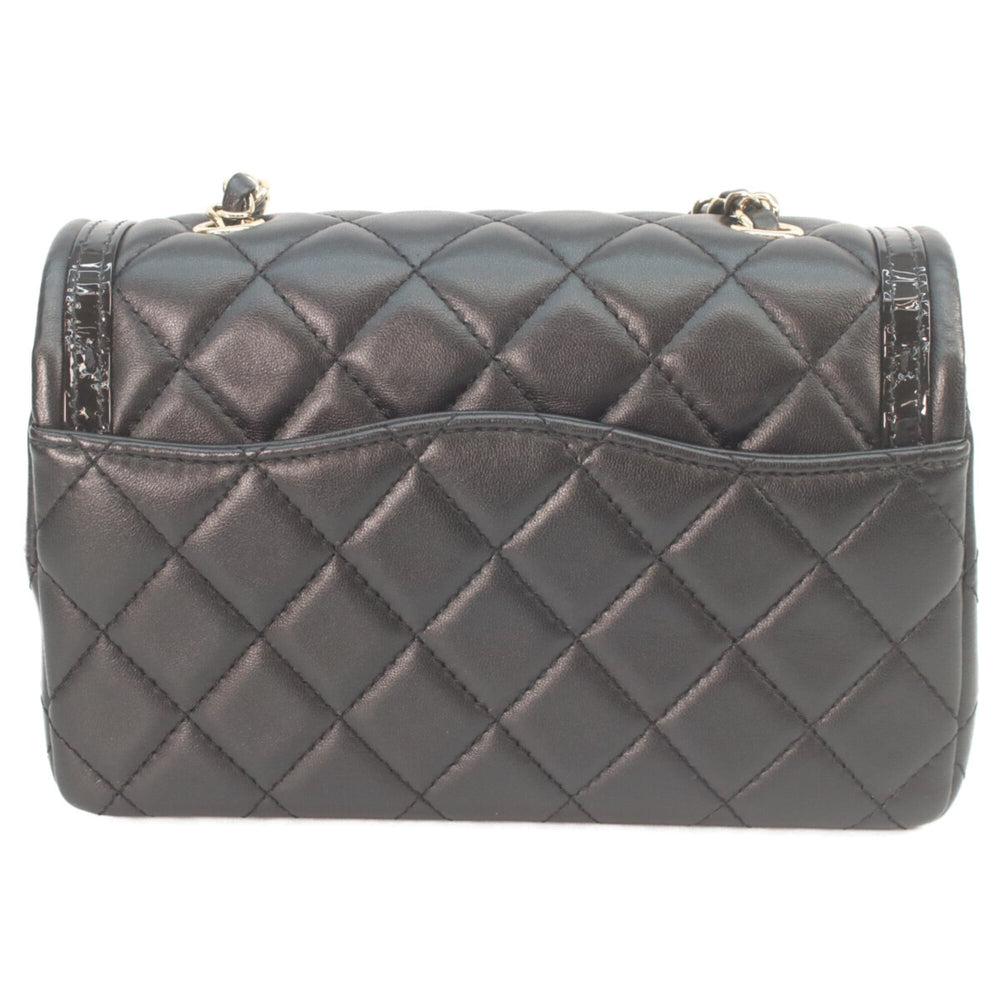 CHANEL AS4288 Matelassé 20 Black Lambskin x Patent Leather Gold Hardware Single Flap Shoulder Bag Women's — Like New