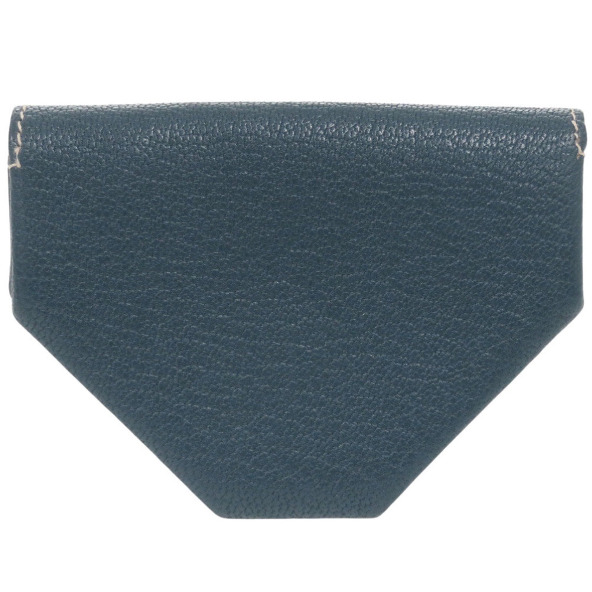 Excellent condition Hermès Le Vingt Quatre Chevre wallet with silver hardware, H stamp (2004), blue, 1208 HERMES