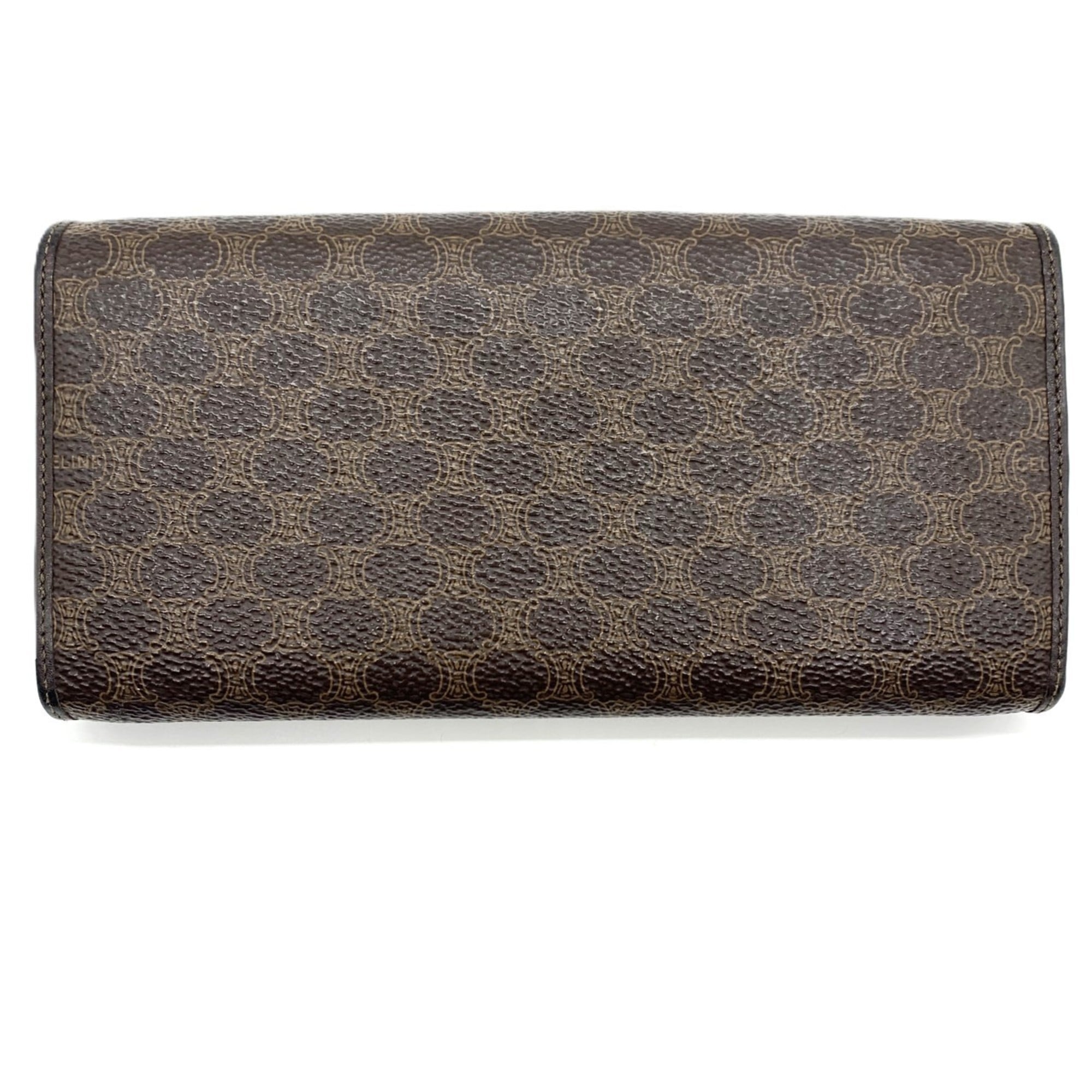 Celine Macadam Bifold Long Wallet, Dark Brown PVC, Women's, CELINE