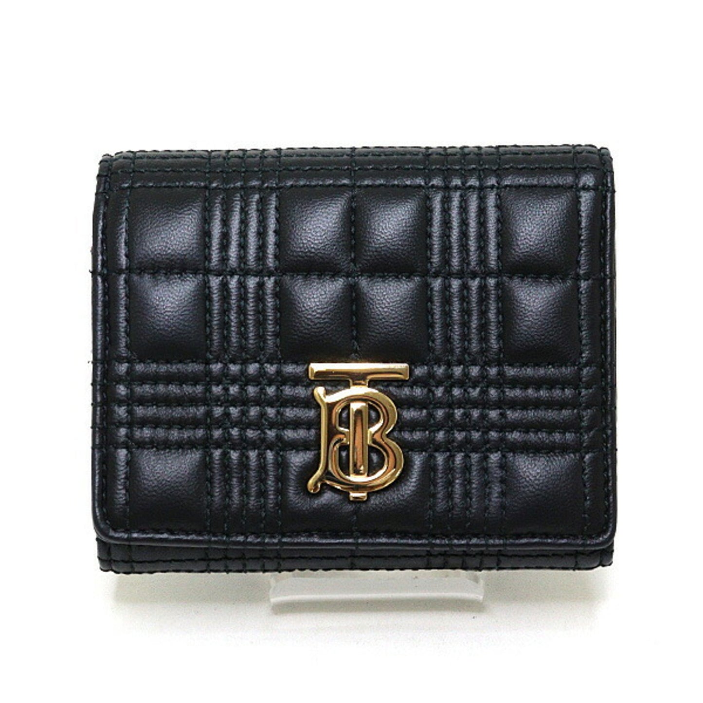 Burberry Tri-fold Wallet 8049280 Compact Black Leather