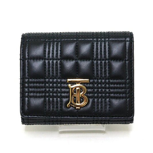 Burberry Tri-fold Wallet 8049280 Compact Black Leather