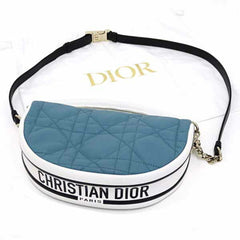 Christian Dior DIOR VIBE Vibe Small Hobo Bag Cannage Lambskin Blue S — Like New