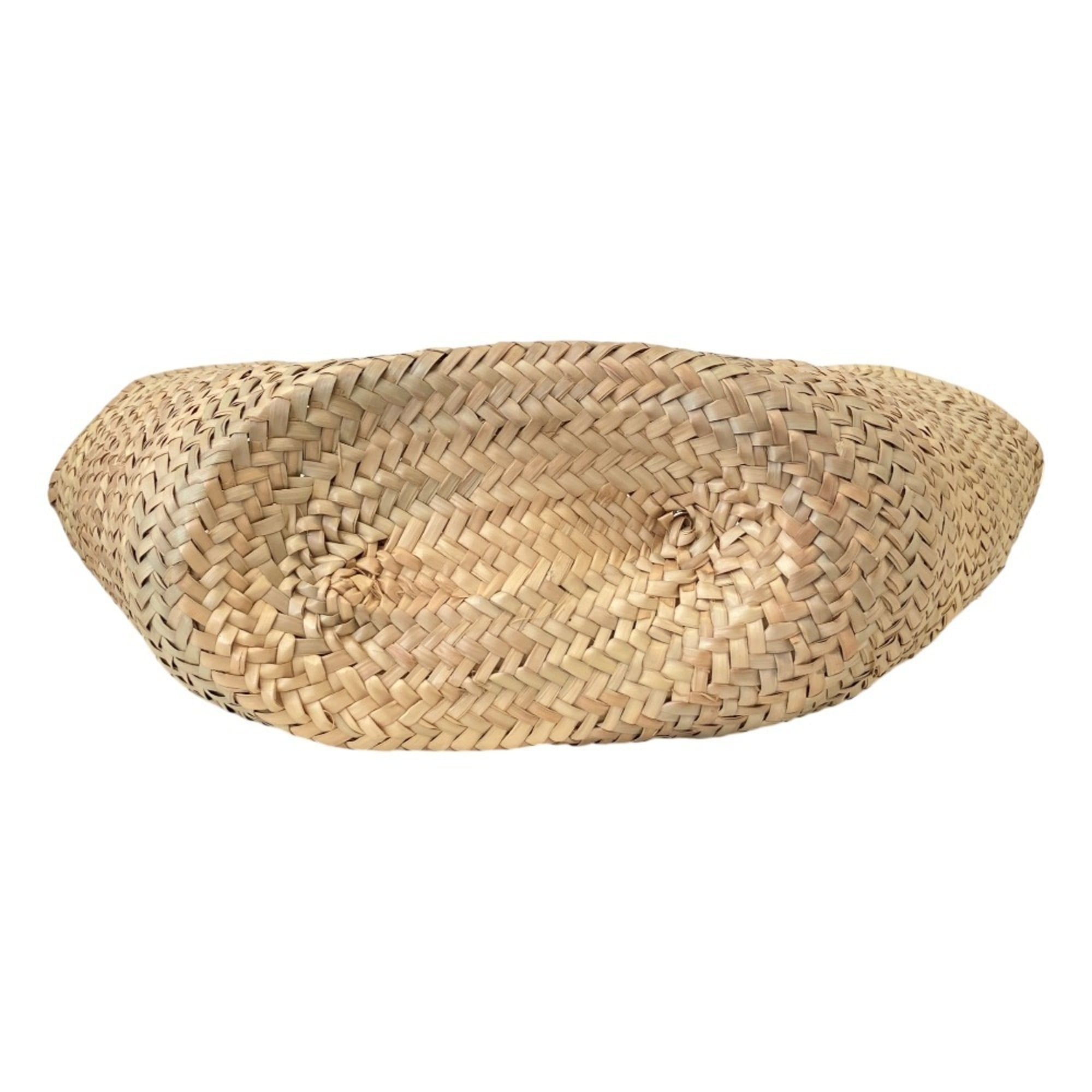 CELINE Large Triomphe Raffia x Leather Basket Bag Classic Panier Natural Tan Women's — Like New