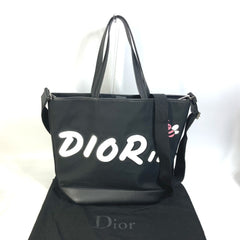 CHRISTIAN DIOR-Om KAWS collaboration Japan limited Crossbody 2WAY Bag Shoulder Bag Tote Bag Black Pink x White — Like New