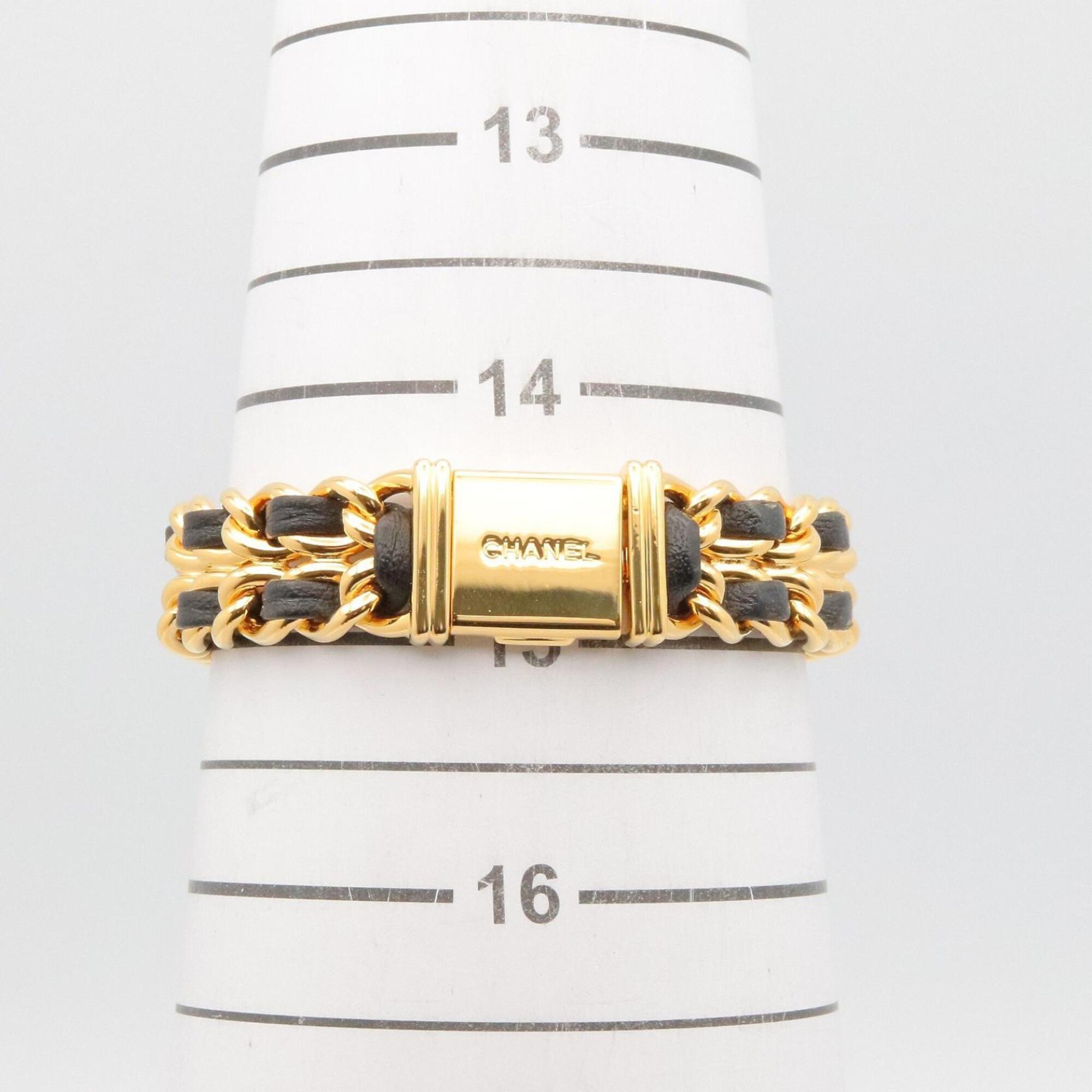Chanel CHANEL Première M Wristwatch, Gold Plated (GP), Leather Strap, Women's, Black, H0001 — Very Good