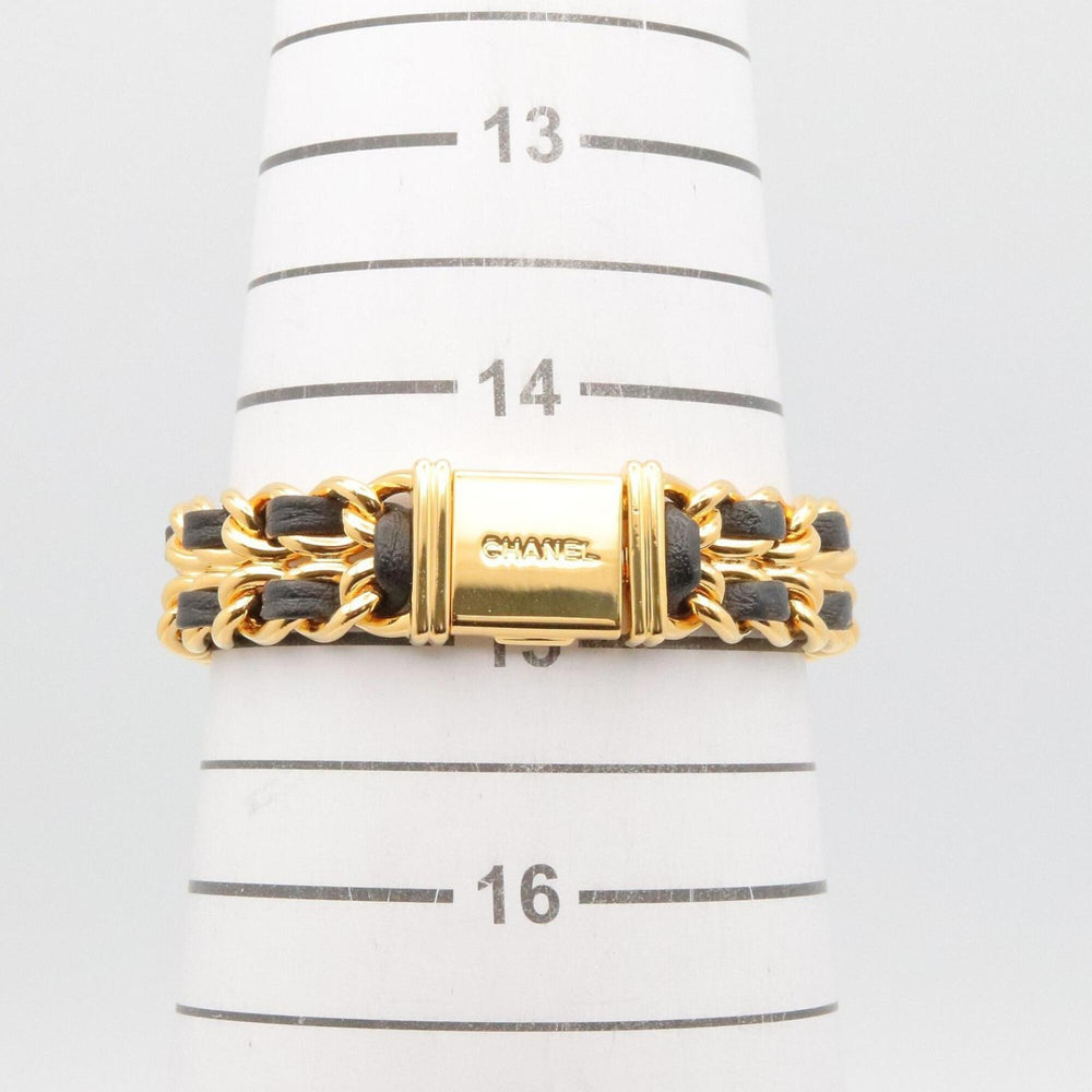 Chanel CHANEL Première M Wristwatch, Gold Plated (GP), Leather Strap, Women's, Black, H0001 — Very Good