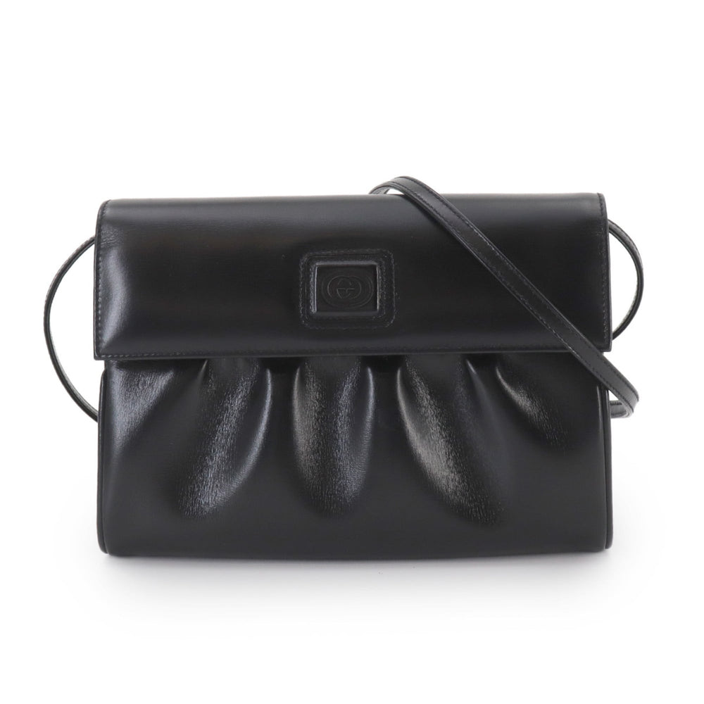 Gucci Double G Shoulder Handbag, Leather, Black, Gold Hardware — Like New