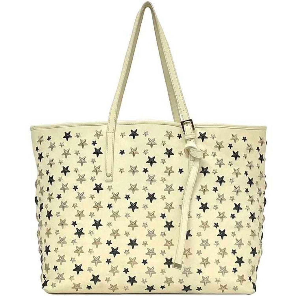 Jimmy Choo Tote Bag Sophia ec-22763 Cream White Leather Studs JIMMY CHOO Star Women Men A4