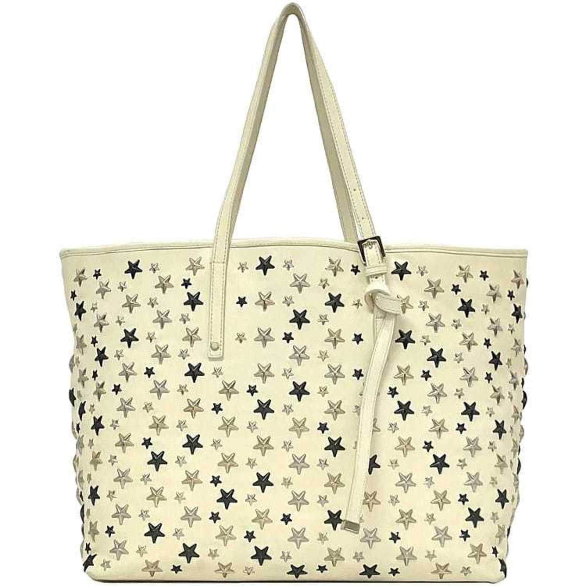 Jimmy Choo Tote Bag Sophia ec-22763 Cream White Leather Studs JIMMY CHOO Star Women Men A4